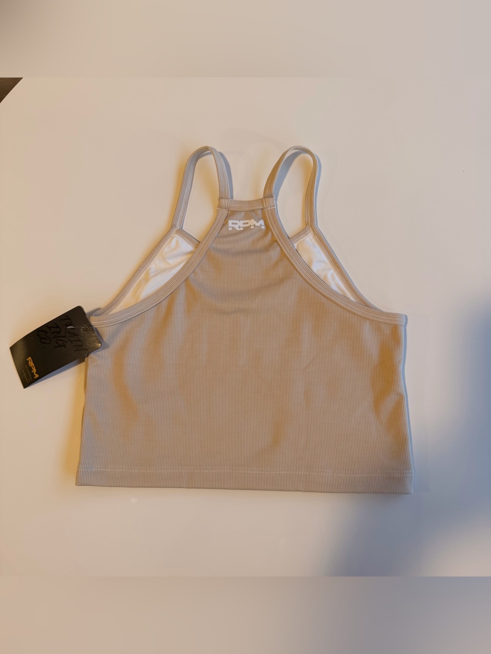 Beige Ribbed Crop Tank Top - RPM - Picture 2 of 5
